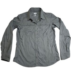 REI Co-OP Sahara Long-Sleeve Button-up Shirt Womens Size XS Green